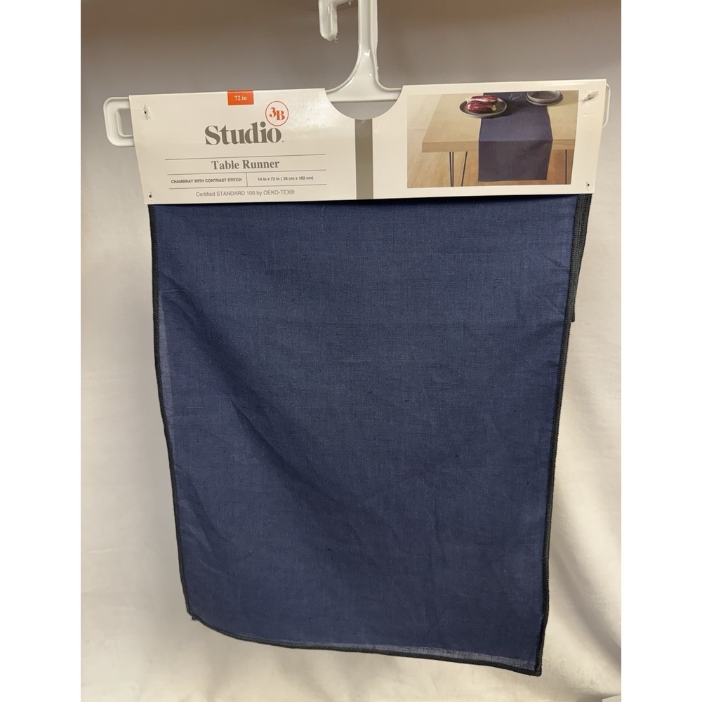 Bed Bath & Beyond "Dress Blue" Table Runner 14in X 72in Studio 3B - NEW